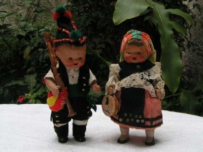 Vintage Terra cotta Couple Dolls, Spain Ca 1920/30  