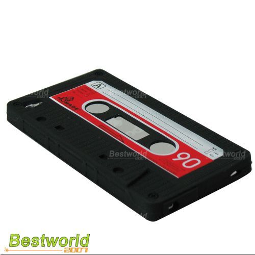 Black Cassette Tape Silicone Case for iPod Touch 4 4th  