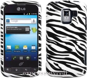   Charger + ZEBRA Hard Case Cover for Straight Talk NET 10 LG OPTIMUS Q