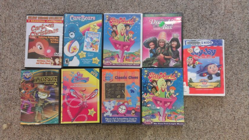 BABY TODDLERS lot of 8 DVDS pollys world, blues clues, jay jay 