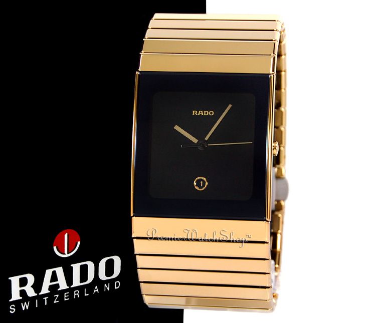 NEW RADO CERAMICA GOLD WIDE MENS WATCH XL R21892402  