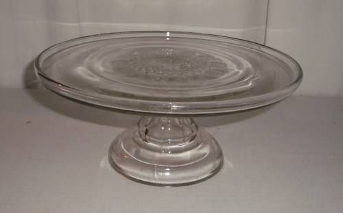 VINTAGE PRESSED GLASS CAKE STAND FLOWER CENTER  