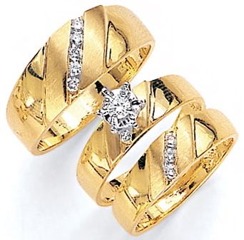 His & Hers Trio 3 Pcs Engagement Wedding Ring Set 0.50  