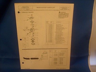 WEEDEATER MODEL 940 BLOWER 920/925/960 BLOWER/VAC PL  