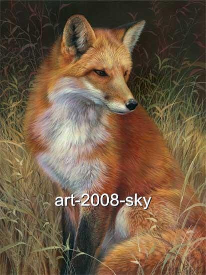 Original Wild Animal Oil painting artfox24x36​  