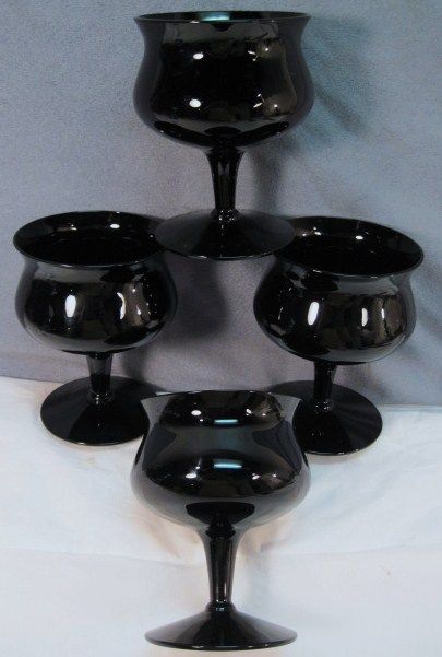 ELEGANT BLACK STEM CRYSTAL~SHERBETS~GOBLETS~PARTY  