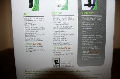 NEW SEALED XBOX 360 4GB KINECT SENSOR BUNDLE FREE GAME  